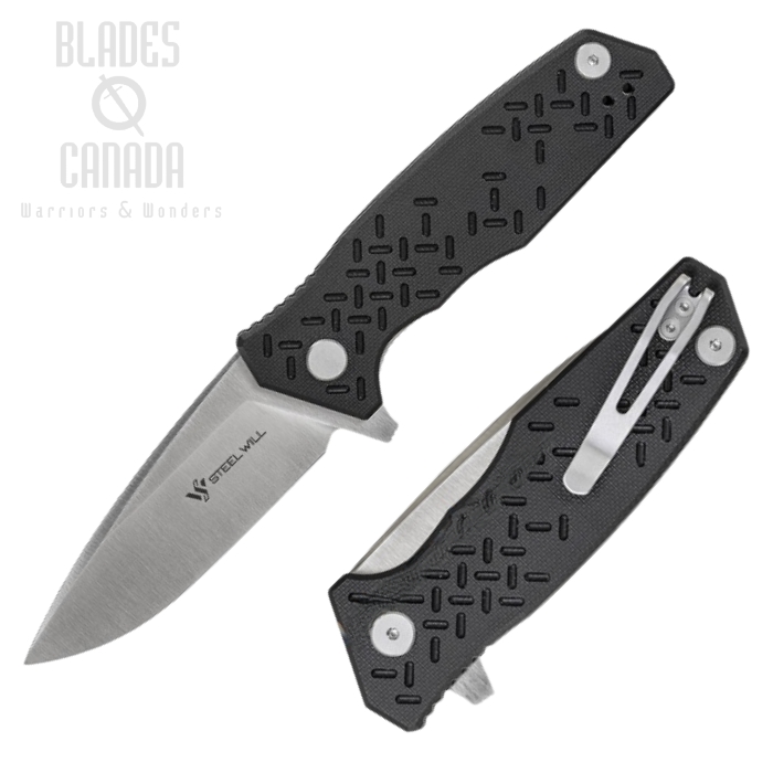 Steel Will Chabot Flipper Folding Knife, D2 Steel, G10 Black, F14-01